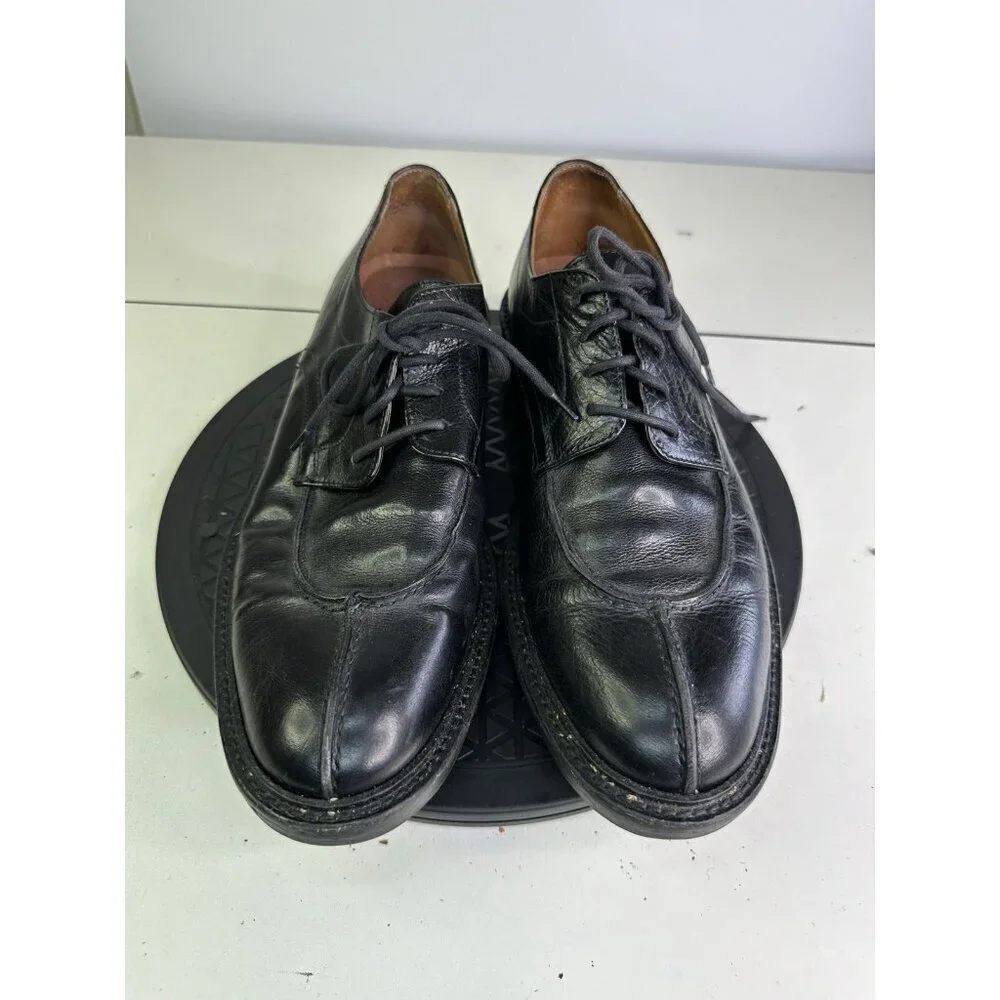 Bacco Bucci Oxford Shoes  Black Leather Split Toe Derby Dress Shoes Sz 9.5